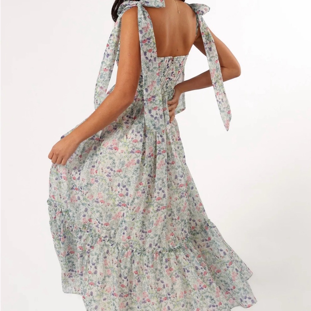 Petal & Pup Floral Floret Bow Strap Sweetheart Neck Maxi Dress - Picture 3 of 5